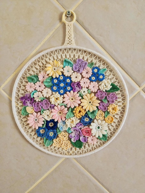 haftowany kwiatowy tamborek